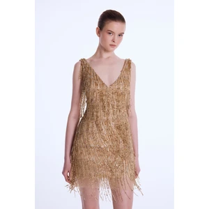 Night Zoom V Yaka Mini Elbise