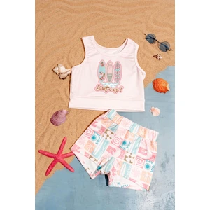 Kız Çocuk Baskılı Crop Mayo Bikini Takımı