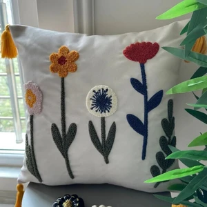 Comfort Punch Desenli Kırlent Kılıfı Kare Dekoratif Bohem Nakışlı Koltuk Yastık Kılıfı Panç 45X45