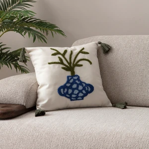 Comfort Punch Desenli Kırlent Kılıfı Kare Dekoratif Bohem Nakışlı Koltuk Yastık Kılıfı Panç 45X45