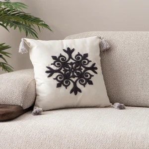 Comfort Punch Desenli Kırlent Kılıfı Kare Dekoratif Bohem Nakışlı Koltuk Yastık Kılıfı Panç 45X45