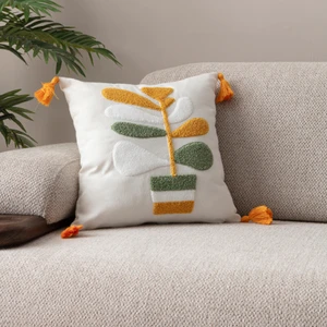 Comfort Punch Desenli Kırlent Kılıfı Kare Dekoratif Bohem Nakışlı Koltuk Yastık Kılıfı Panç 45X45