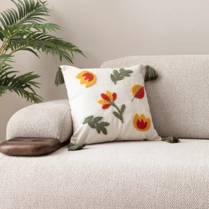 Comfort Punch Desenli Kırlent Kılıfı Kare Dekoratif Bohem Nakışlı Koltuk Yastık Kılıfı Panç 45X45