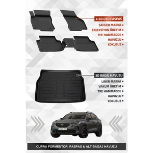 Cupra Formentor 2020-2024 Uyumlu 4.5d Premium Havuzlu Oto Paspas ve Liner Marka 3D Alt Bagaj Havuzu