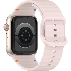 Apple Watch 10/11 42mm-38/40/41mm Kordon Dekoratif Örgü Çizgili Spor Silikon Kayış 2/3/4/5/6/se/7/8/9