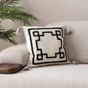 Comfort Punch Desenli Kırlent Kılıfı Kare Dekoratif Bohem Nakışlı Koltuk Yastık Kılıfı Panç 45X45