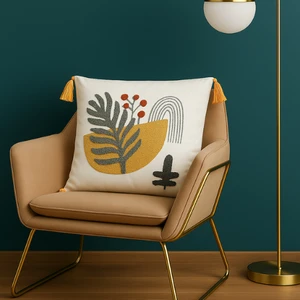 Comfort Punch Desenli Kırlent Kılıfı Kare Dekoratif Bohem Nakışlı Koltuk Yastık Kılıfı Panç 45X45
