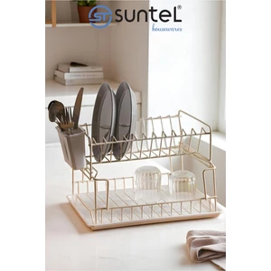 Iki Katlı Modüler Bulaşıklık - Beyaz Tabaklık Organizer