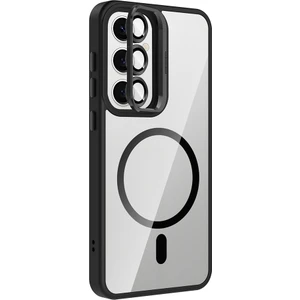 Samsung Galaxy S24 Uyumlu Kılıf Standlı M-Safe Özellikli Etro Kapak + Lens Koruma Siyah