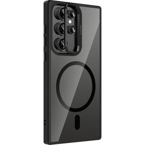 Samsung Galaxy S24 Ultra Uyumlu Kılıf Standlı M-Safe Özellikli Etro Kapak + Lens Koruma Siyah