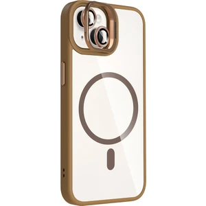 iPhone 13 Uyumlu Kılıf Standlı M-Safe Özellikli Etro Kapak + Lens Koruma Çöl Titanyum