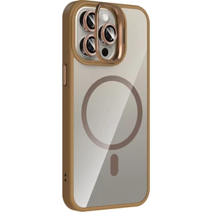 iPhone 15 Pro Max Uyumlu Kılıf Standlı M-Safe Özellikli Etro Kapak + Lens Koruma Çöl Titanyum