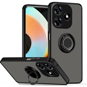 Infinix Hot 30 Uyumlu Kılıf Montreal Yüzüklü Mıknatıslı Kamera Korumalı Silikon Siyah