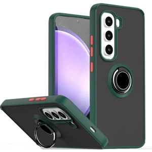 Infinix Hot 50 Pro Plus 4g Uyumlu Kılıf Montreal Yüzüklü Mıknatıslı Kamera Korumalı Silikon Koyu Yeşil