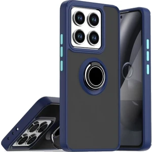 Xiaomi 14T Pro Uyumlu Kılıf Montreal Yüzüklü Mıknatıslı Kamera Korumalı Silikon Lacivert
