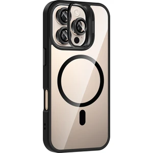 iPhone 16 Pro Max Uyumlu Kılıf Standlı M-Safe Özellikli Etro Kapak + Lens Koruma Siyah