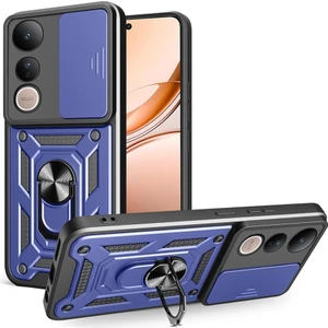 Vivo V50 Lite Uyumlu Kılıf Pars Sürgülü Kamera Korumalı Yüzüklü Sert Silikon Lacivert