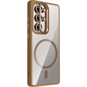 Samsung Galaxy S25 Ultra Uyumlu Kılıf Standlı M-Safe Özellikli Etro Kapak + Lens Koruma Çöl Titanyum