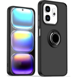 Infinix Smart 9 Uyumlu Kılıf Montreal Yüzüklü Mıknatıslı Kamera Korumalı Silikon Siyah