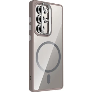 Samsung Galaxy S25 Ultra Uyumlu Kılıf Standlı M-Safe Özellikli Etro Kapak + Lens Koruma Gri