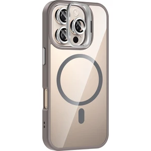 iPhone 16 Pro Max Uyumlu Kılıf Standlı M-Safe Özellikli Etro Kapak + Lens Koruma Gri