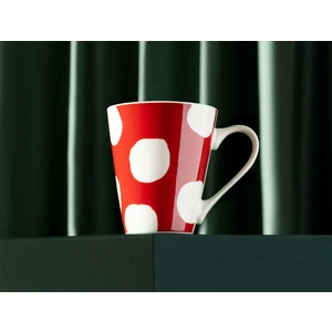 Madame Coco Espoir Point New Bone China Kupa - Beyaz/Kırmızı - 260 ml