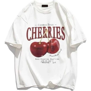 Malkocbey Cherrıes Baskılı Oversize Basic O Yaka T-Shirt