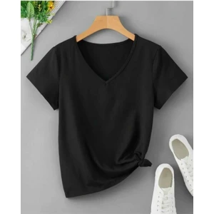 Malkoçbey Baskısız V Yaka  Oversize Unisex Basic T-Shirt