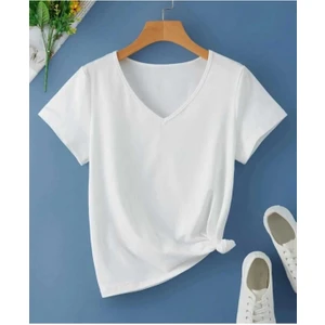 Malkoçbey Baskısız V Yaka  Oversize Unisex Basic T-Shirt