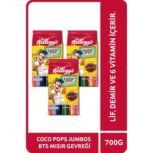 Coco Pops Jumbos Bts Mısır Gevreği 700X3 Adet, Lif, Demir ve 6 Vitamin Içer