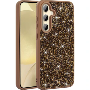 Galaxy S25 Kılıf Parlak Taşlı Tasarım Sah Pırlanta Kapak - Gold
