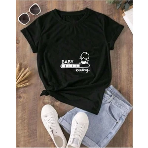 Malkoçbey Kadın Baby Loading... Baskılı Oversize Basic T-Shirt
