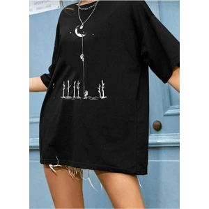 But First Coffee Baskılı Overize Basic O Yaka T-Shirt