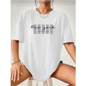 Malkoçbey Newyork Broklıyn Baskılı Oversize Unisex Basic T-Shirt