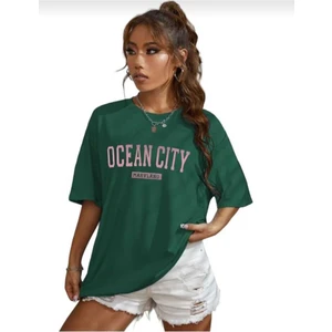 Malkoçbey Ocean City Baskılı Oversize Unisex Basic T-Shirt