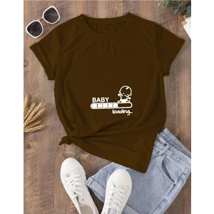 Malkoçbey Kadın Baby Loading... Baskılı Oversize Basic T-Shirt