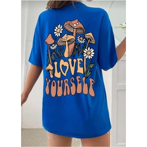 Gazete Baskılı Oversize Unisex O Yaka Basic T-Shirt