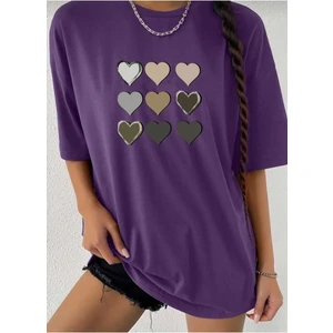 Malkoçbey Kalp Baskılı Oversize Unisex Basic T-Shirt