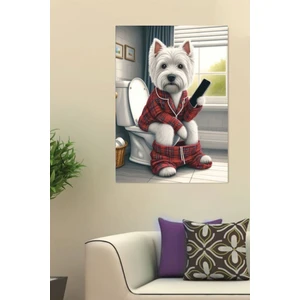 Komik Wc Tuvalet Banyo Komik Mizah Kanvas Tablo Köpek Hediyelik Dekarasyon Süsü Ölçü Seçiniz :)