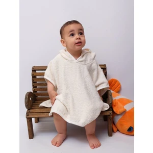 Organik Pamuk Kapşonlu Plaj Çocuk Bebek Panço Bornoz Banyo Havlu Kapüşonlu 0-2 yaş panço Boy 45cm En 50cm