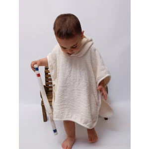Organik Pamuk Kapşonlu Plaj Çocuk Bebek Panço Bornoz Banyo Havlu Kapüşonlu 2-4 yaş Boy 50cm En 60cm