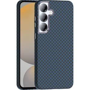 Galaxy S25 Plus Kılıf M-Safe Şarj Özellikli Karbon Fiber Görünümlü Kflg Gros Kapak - Lacivert