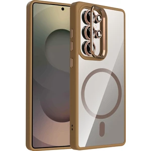 Galaxy S25 Ultra Kılıf Standlı ve Kamera Lens Hediyeli M-Safe Şarj Özellikli Kflg Etro Kapak - Deser