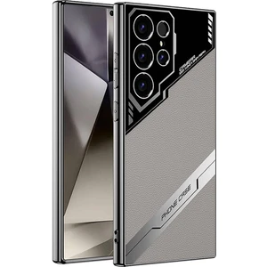 Galaxy S24 Ultra Kılıf Kamera Korumalı Suni Deri Tasarım Kflg Yeni Seri Procase Kapak-Titanyum-Gri