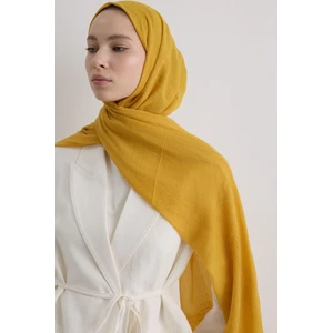 Brıce Sarı Uzun Saçak Püsküllü Pamuklu Şal