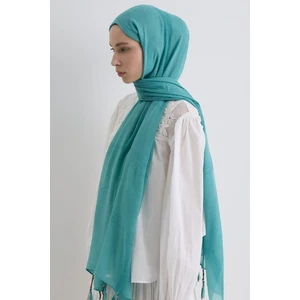 Brıce Camgöbeği Uzun Saçak Püsküllü Pamuklu Şal