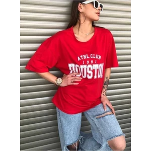 Malkoçbey Houston Baskılı Oversize Unisex Basic T-Şihirt