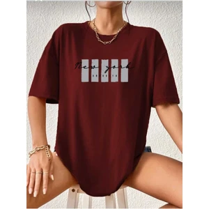 Malkoçbey Newyork Broklıyn Baskılı Oversize Unisex Basic T-Shirt