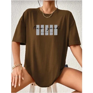 Malkoçbey Newyork Broklıyn Baskılı Oversize Unisex Basic T-Shirt