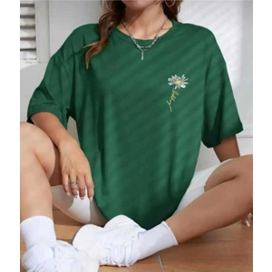 Malkoçbey Papatya Baskılı Oversize Unisex Basic T-Shirt